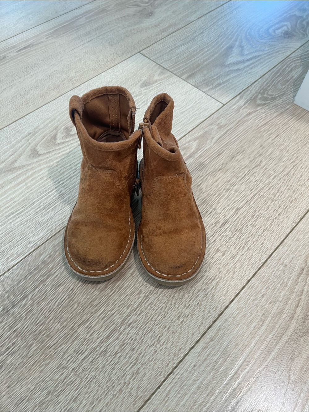 H&M Kids Suede Brown Ankle Boots with Side Zip